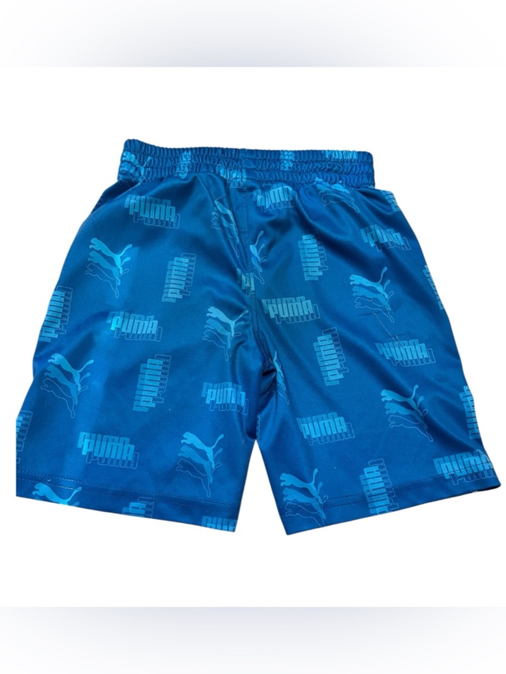Puma Kids Blue Logo Print Athletic Shorts - Picture 3 of 4